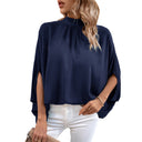Chic Women's Chiffon Tunic with Stand-Up Collar