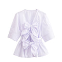 Chic Blouse with Bow Accents for Women