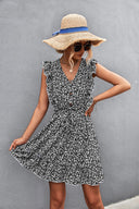 Ruffled Women's Dress with Adjustable Waist Drawstring