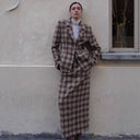 Chic Women's Checked Blazer & Mini Skirt Set