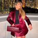 Satin Blazer and Mini Skirt Set for Women