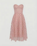 Lace Midi Dress with Corset Detail