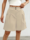 Chic Pleated Button Shorts for Women