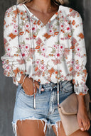 Animal Print Blouse with Fringed Sleeves