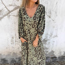 Chic Women's Maxi Dress with Deep V-Neck