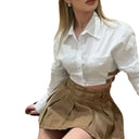 Chic Women's Cropped Shirt Dress with Unique Design