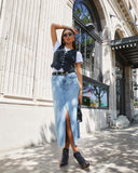 Chic Women's Denim Skirt with Slit Design