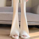 Chic Women's Fluffy Flared Pants with Frayed Hem
