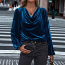 Chic Viscose Blouse with Waterfall Neckline for Women