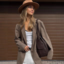 Chic Women's Houndstooth Blazer Jacket