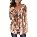 Flowing Women's Long Sleeve Blouse with Button Neckline