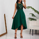 Chic Asymmetrical Hem Midi Dress with Floral Design