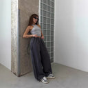 Chic High-Waist Pleated Women's Trousers with Side Pockets