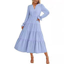 Chic Women's Maxi Dress with Button Details and Flowing Sleeves