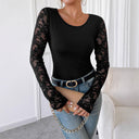 Women's Long Sleeve Lace Trim Bodysuit