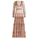 Women's Ruffle Maxi Dress with V-Neck Design