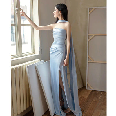 Chic Women's Strapless Maxi Evening Dress