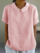 Classic Collar Short Sleeve Women's Blouse
