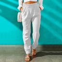 Chic Women's Chino Pants with Elastic Waist and Handy Pockets