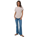 Women's Ribbed T-Shirt with Rolled Sleeves