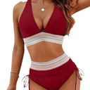 Women's High-Waisted Bikini with Chic Cut-Outs and Adjustable Straps