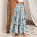 High Waist Long Floral Skirt with Ruffled Hem