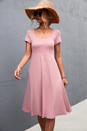 Women's A-Line Dress with Round Neckline - Ideal for Everyday Wear