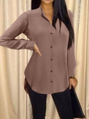 Chic Long Blouse with Modern Cut and Button Detail