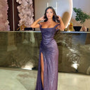 Sophisticated Evening Dress with Chic Draping and High Slit