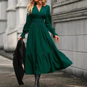 Chic V-Neck Maxi Dress with Flowing Sleeves