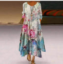 Artistic Floral Maxi Dress with Asymmetrical Hem