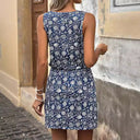 Floral Print Women's Dress with Stretchy Waist
