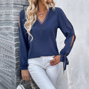 Chic Blouse with Cut-Out Sleeves and Lace Detail for Women
