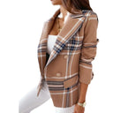 Chic Women's Checkered Blazer with Stylish Cut and Premium Button Accents