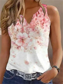 Floral Print Women's Sleeveless Blouse