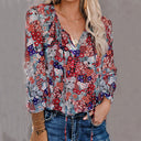 Animal Print Blouse with Fringed Sleeves