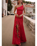 Chic Asymmetric Evening Dress with Stylish Slit