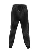 Striped Women's Pants with Elastic Waist and Side Pockets