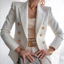 Chic Women's Double-Breasted Blazer with Stylish Accents