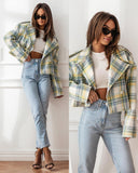 Chic Women's Checked Short Blazer with Stylish Design