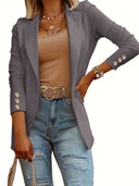Chic Women's Blazer Jacket with Stylish Button Accents