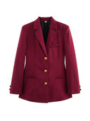 Checked Blazer with Golden Buttons and Pocket Design