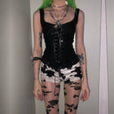 Chic Women's Corset Top with Ruffle Accents