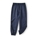 Women's Linen Trousers with Elastic Waist and Side Pockets