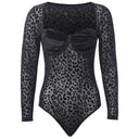 Chic Transparent Bodysuit with Leopard Print Design