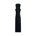 Stylish Women's Knee-Length Dress with Button Placket