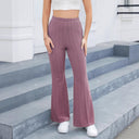 Chic Women's Flared Knit Pants with Elastic Waistband
