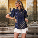 Chic Women's Blouse with Puff Sleeves & Polka Dot Print