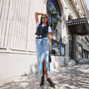 Chic Women's Denim Skirt with Slit Design