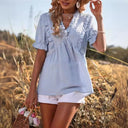 Women's Ruffle Detail V-Neck Blouse